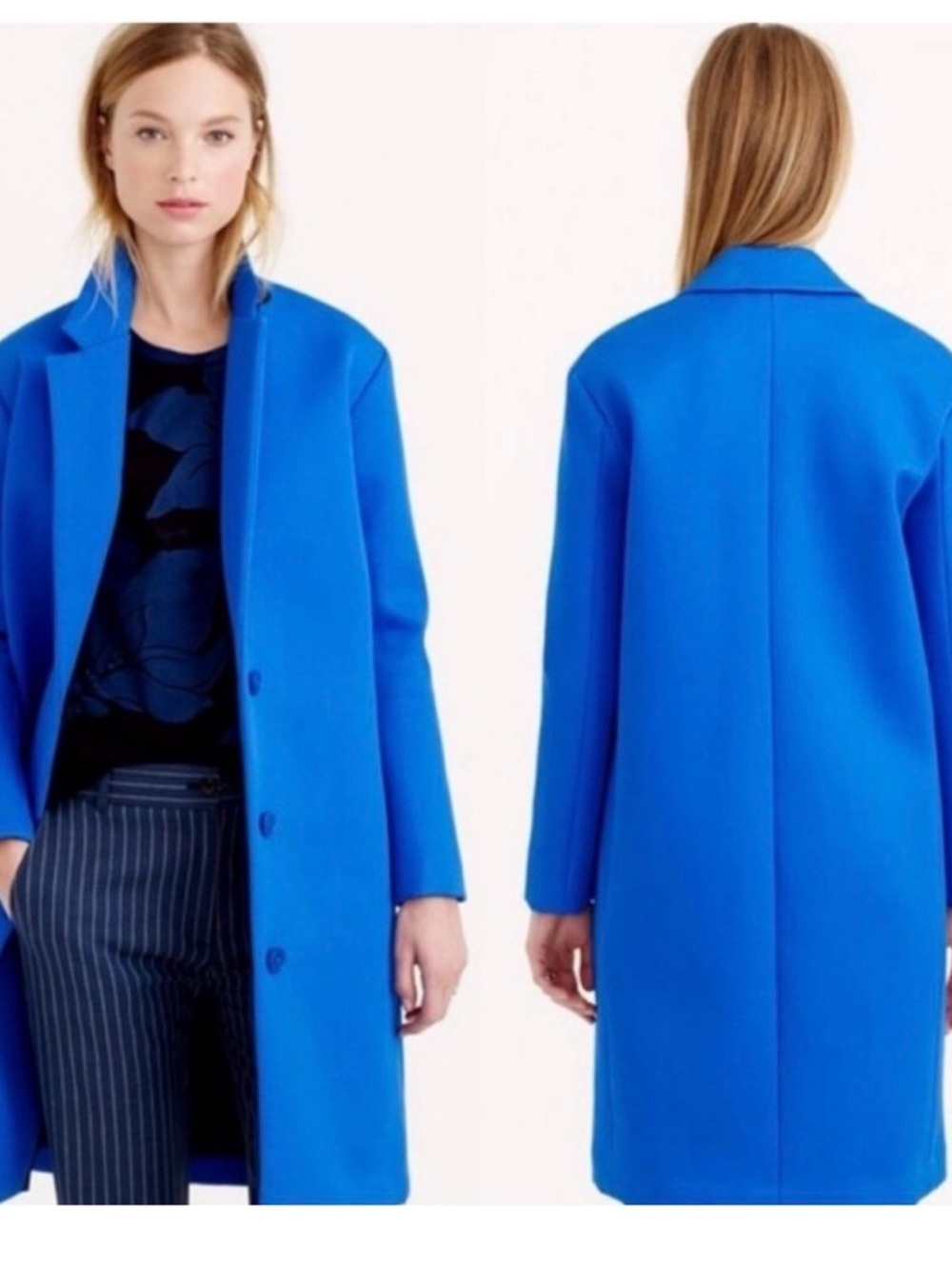 Jcrew Cobalt Blue neoprene bonded top coat size 6